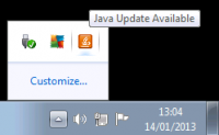 Oracle Java Update Windows 7 Notification Icon